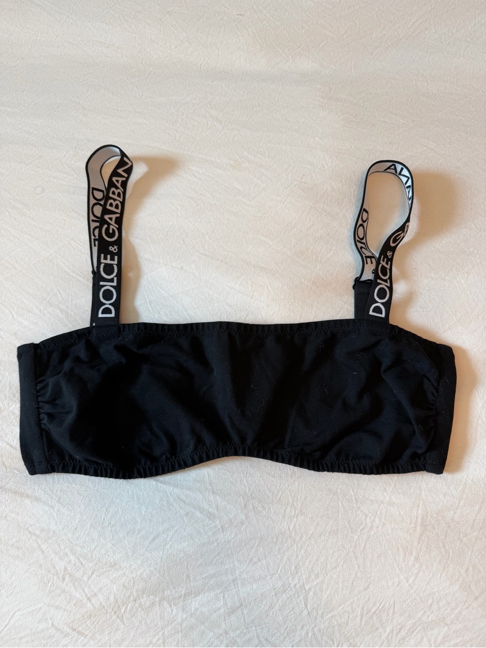 Dolce & Gabbana Black Bandeau with Branded Straps